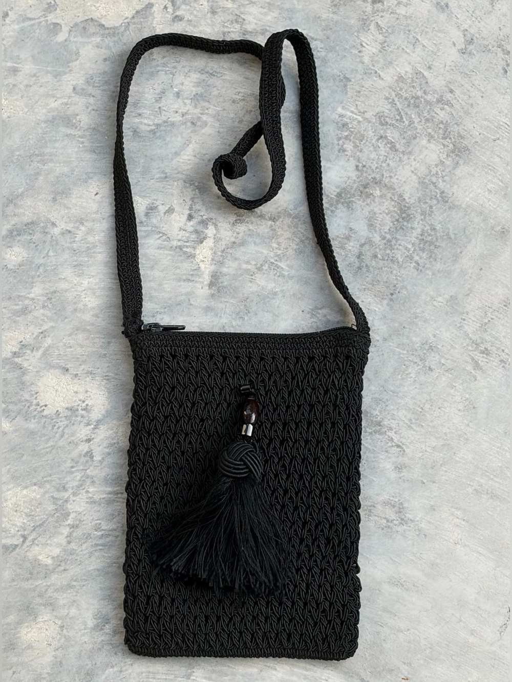 Xhilaration - Black Woven Crossbody Bag with Tassel